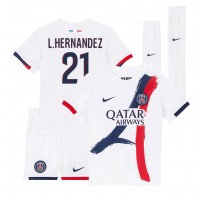 Camisa de Futebol Paris Saint-Germain Lucas Hernandez #21 Equipamento Secundário Infantil 2024-25 Manga Curta (+ Calças curtas)